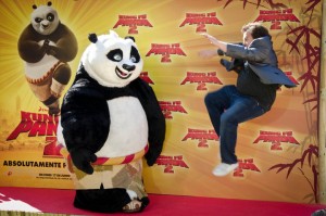 Jack Black como voz de doblaje presentando la película Kung Fu Panda II en el Zoo de Madrid
